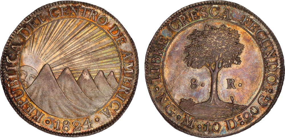 1824-NG Central America Republic 8 Reales Ex. Lissner (PCGS MS65)
